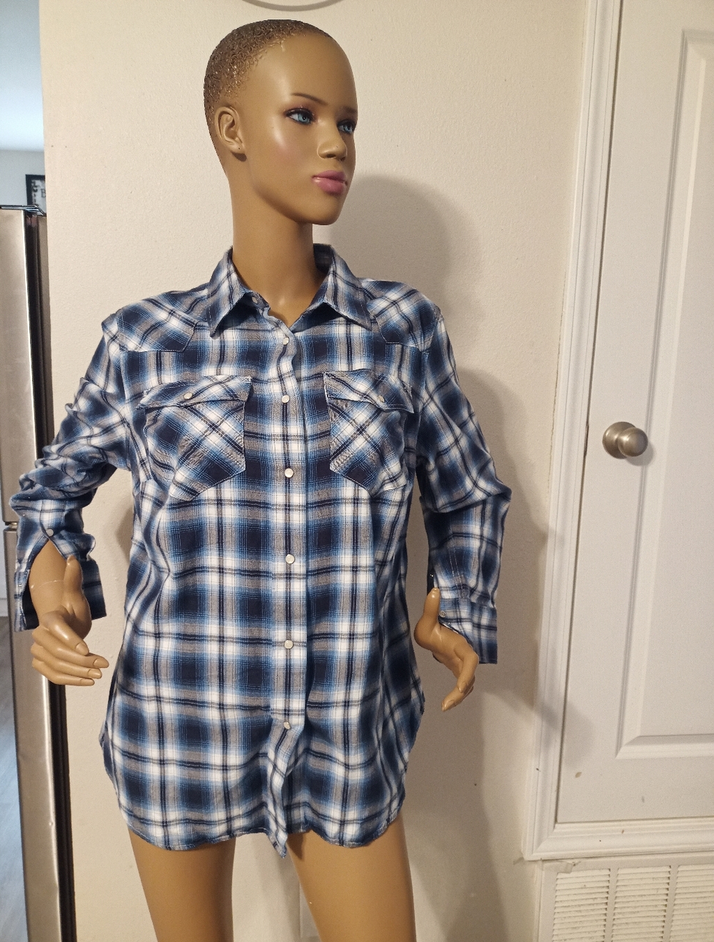 Ralph Lauren Blue and White Plaid Shirt